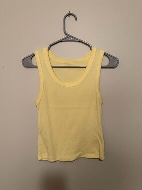 Yellow Ribbed Tank Top - Women's Casual Shell